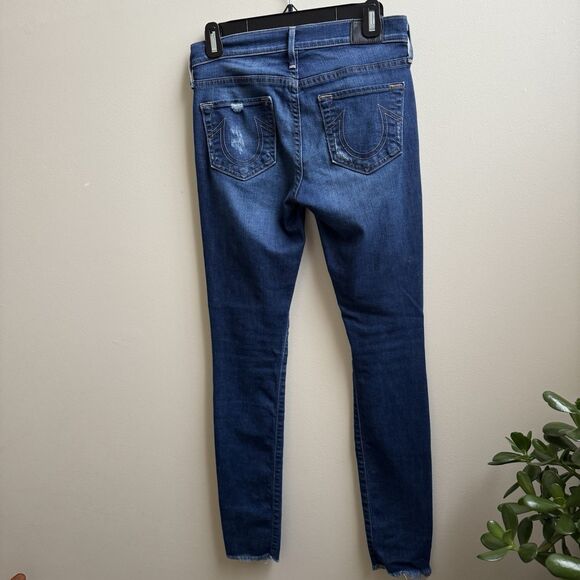 True Religion Halle Mid Rise Women's Super Skinny Studded Denim Jeans Size 26 - Picture 2 of 8